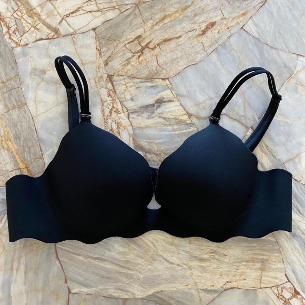 Very Sexy Scalloped Push Up Bra 32B Black Leopard
